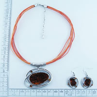 Alloy necklace with waxed cords