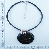 Necklace with black leather cord 8697