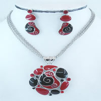 Alloy necklaces with red&black enamel