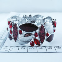 Elastic bangle with red enamel and stones