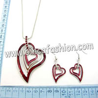 Heart neckland earrings set
