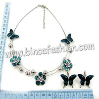 Butterfly necklace and earrings set